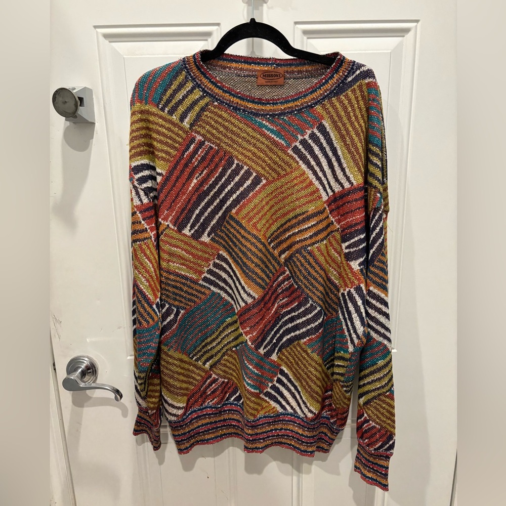 Vintage Missoni Men's Sweater Abstract Multicolour Crewneck